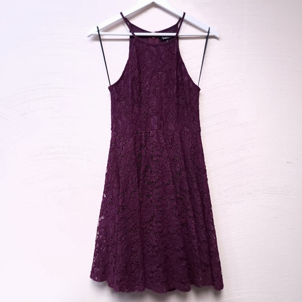 Lulus Dress Lace Purple Size Small Purple Halter Top Mini Summer Spring​